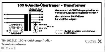 TR-1025 100V LEISTUNGS AUDIO-TRANSFORMATOR