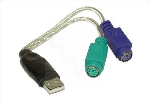 USB -> PS-2 KONVERTER, USB STECKER AN 2X PS-2 BUC