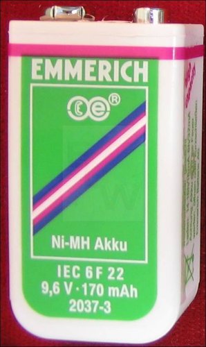 NIMH-EM-AKKU BLOCK 9,6V 170MA