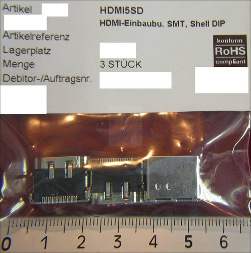 HDMI5SD HDMI EINBAUBUCHSEN, SMT-VERSION, SHELL DIP