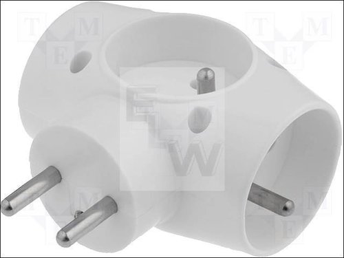 R-31 ADAPTER, 3 ROUND SOCKETS WITH EARTHING